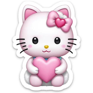 hello kitty holding pink heart sticker