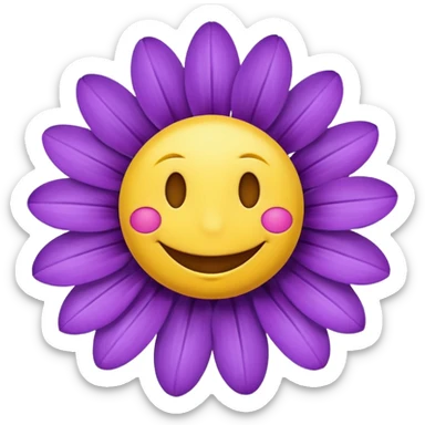 purple flowers with smily face in the middle sticker