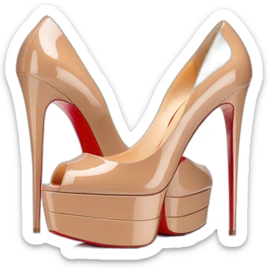 Louboutin nude patent Leather Lady Peep Toe Platform sticker