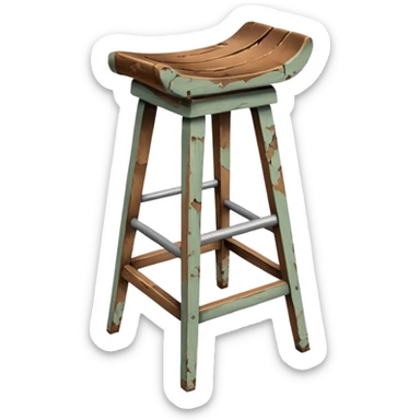 Broken antique bar stool sticker