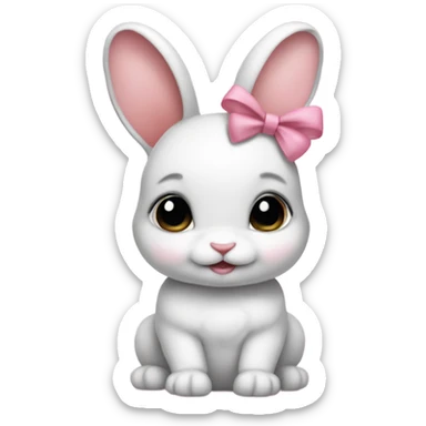 Baby bunny with coquette bow on ear sticker