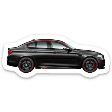 black BMW F10 M5, cartoonish, side view, inspired by the red car iOS emoji sticker