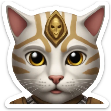 a cat waring god of war derss sticker