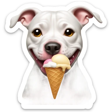 Pit bull eating ice cream  sticker
