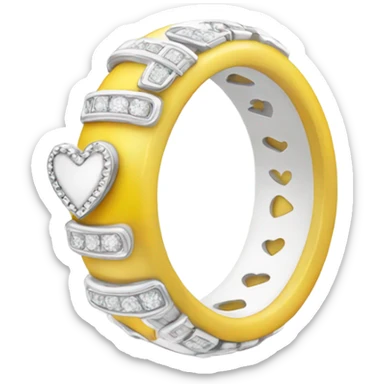 Ring with white and yellow heart sticker