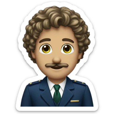 man-young-long-curly-hair-italian-green-eyes-mustache-navy-blue-suit sticker