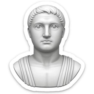 white classical roman bust, white stone, no other colours than white sticker
