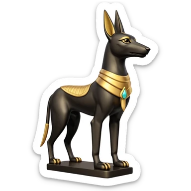 Ancient style statue casually adorned anubis canine formally posed  sticker