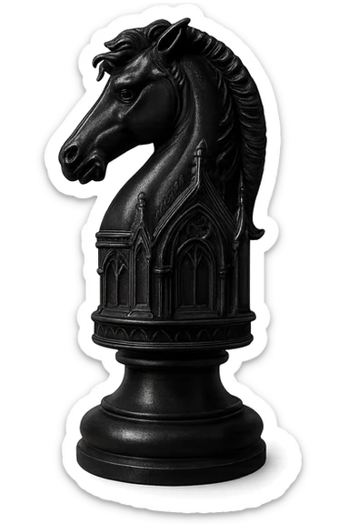 goth black chess knight, no background sticker
