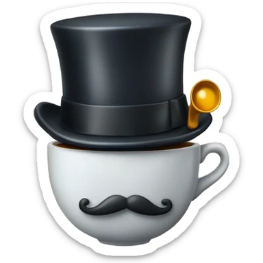 Photorealistic man A British gentleman in a monocle and a top hat with a cup of tea in his hand sticker