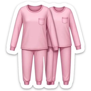  pink ozy two-piece pajama set with a soft fabric texture, long-sleeve top and pants, cute and comfy design, folded or on a hanger, pastel tones, realistic style, isolated on transp sticker
