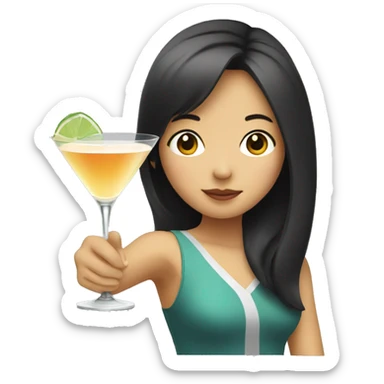 Asian girl drinking martini sticker