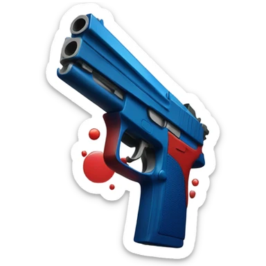 Red and blue gun  sticker