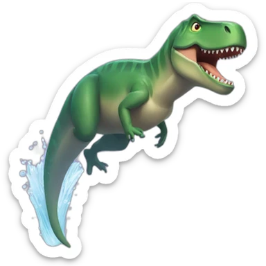 a vertically swimming trex sticker