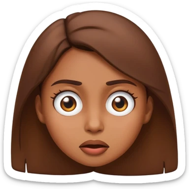brown-skinned girl emoji, rolling eyes, annoyed or unimpressed, expressive cartoon face, simple and clear style sticker