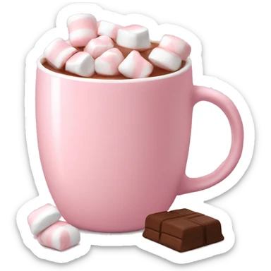 Light Pink mug of hot chocolate with marshmallows  sticker
