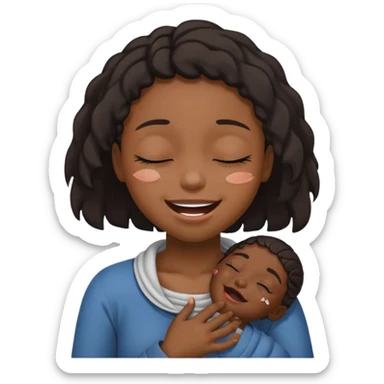 Black girl smiling eyes closed while choking herself  sticker