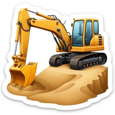 Excavator digging in the sand  sticker