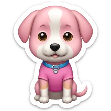 Dog with a pink shirt sticker