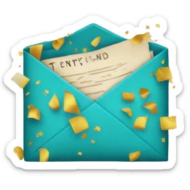 An envelope with confetti 
 sticker