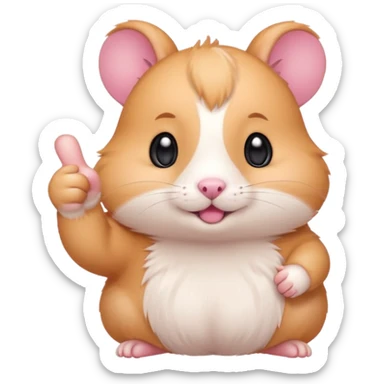 cute simple cartoon pink hamster paw giving a thumbs up, chibi emoji style, isolated sticker