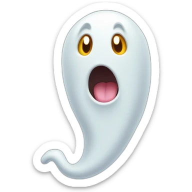 a funny little ghost who sticks out his tongue sticker