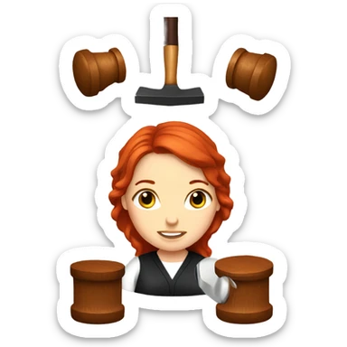 Red hair judge girl with hammer sticker