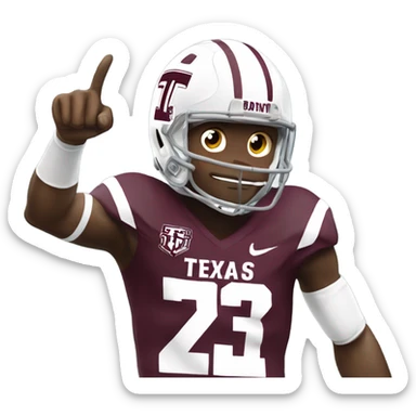 Texas a&m 12th man football player holding up a thumb sticker