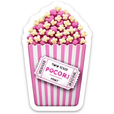 pink popcorn with 2 movie tickets sticker
