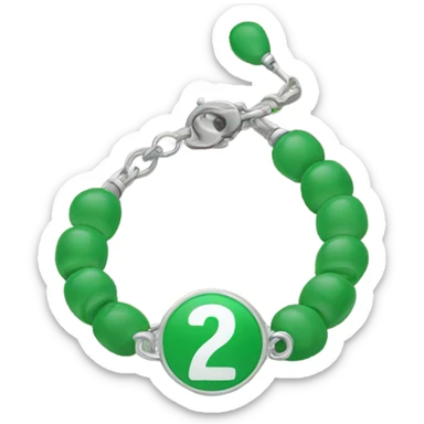 Green bracelet that says 27 on it sticker
