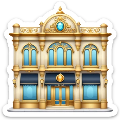 Elegant jewelry store building with display windows sticker