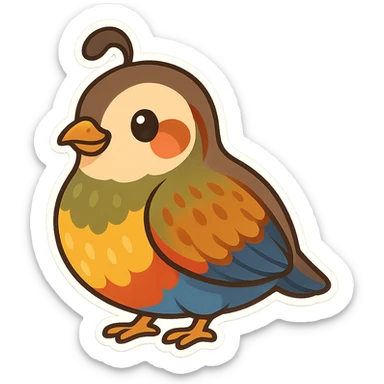 colorful and cheerful cartoon sticker of a Kurdish quail native to Kurdistan, no text, suitable for WhatsApp and Instagram, transparent background sticker