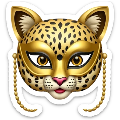 leopard with glamorous masquerade mask sticker