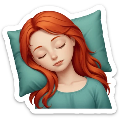 Red long hair girl sleeping sticker