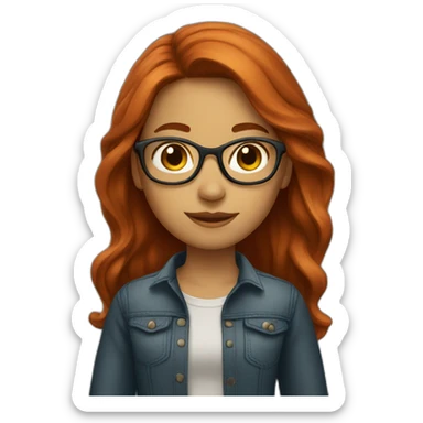 Girl-with-long-hair-red-head-eyes-brown-wearing-glasses sticker