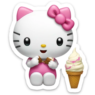 Hello kitty eating ice cream sticker