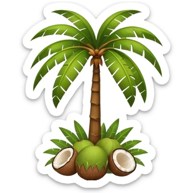 coconut tree with coconuts below sticker