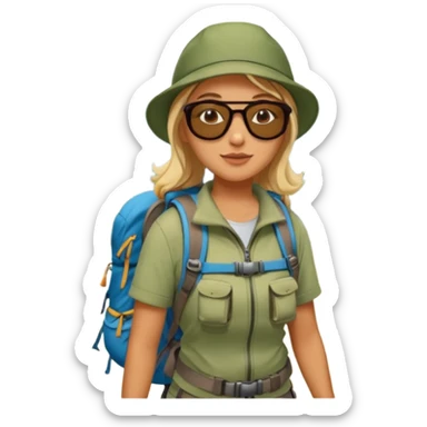 woman hiking in the woods in the sunshine sticker