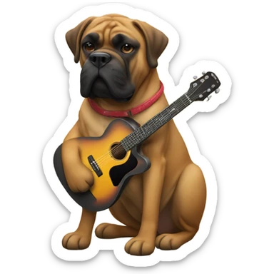 bullmastiff playing guitar sticker