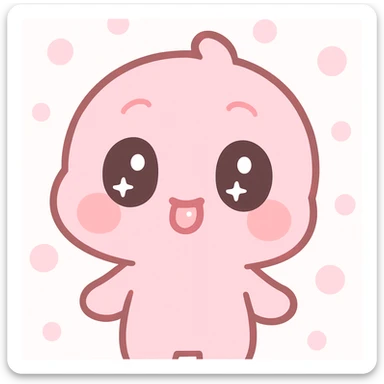 kawaii style, silly and pretty, pink color theme, sparkling eyes, glossy lips sticker