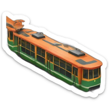 Tramway with red, orange and green flowers design sticker