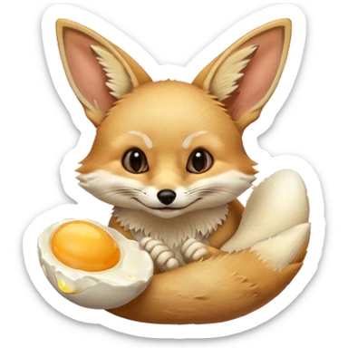 fennec eating an unpeeled raw egg sticker