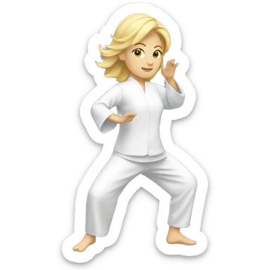 blonde woman doing tai chi sticker