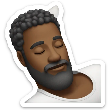 attractive black man with beard sleeping on white pillow  sticker