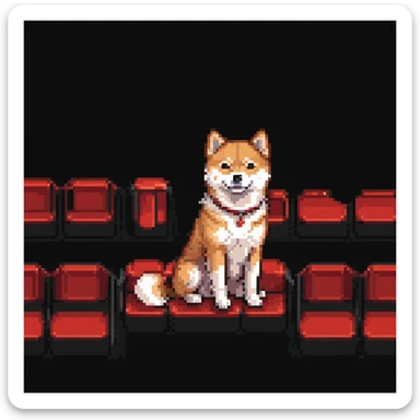 Shiba Inu sitting in a movie theater with red seats in the background, variation 2 sticker