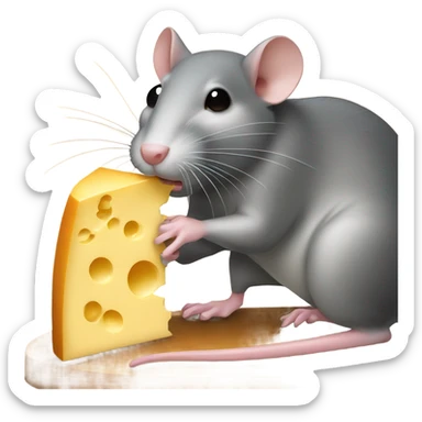 rat eating cheese sticker