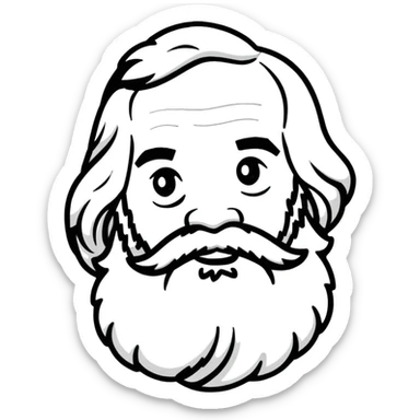 Karl Marx with a big beard, friendly expression sticker