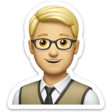 old blond short hair male teacher sticker