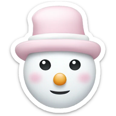 Cute white and light pink snowman sticker