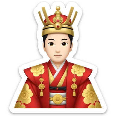 Japanese emperor, Edo period, wearing ceremonial ho and kanmuri, regal pose sticker